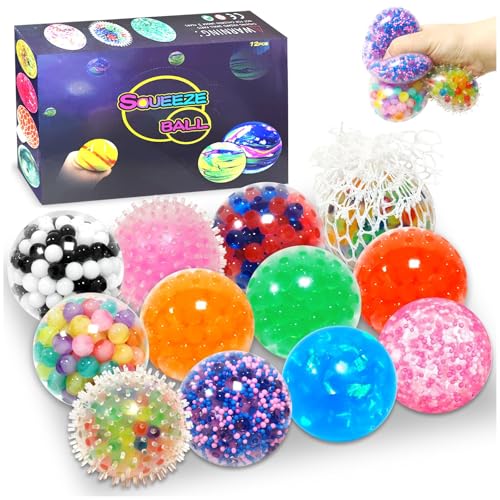 12 Pièces Balle Anti-Stress, Boules Sensorielles Boules à Pétrir Anti-Stress Fidget Boules Squishy Jouet Anti Stress pour Enfants et Adultes Soulager...