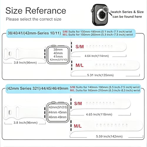Image of Sport Bands Compatible with Apple Watch Band Women Men 40mm 38mm 41mm 42mm 44mm 45mm 46mm 49mm ,Soft Wristband Waterproof Replacement Strap for iWatch Bands Series 11 10 9 8 7 6 5 4 3 2 1 SE Ultra White