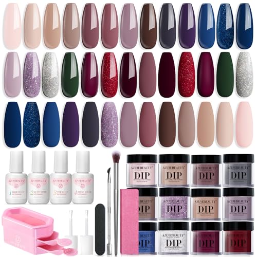 AZUREBEAUTY Dip Powder Nail Kit Starter 20 Colors Nude Brown
