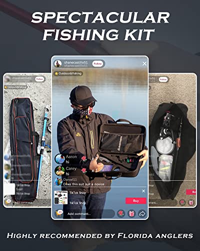 Ghosthorn Angelrute und Spule, Teleskop-Angelruten-Set für Männer, zusammenklappbar, tragbar, Angelausrüstung, Starter… – Bild 3