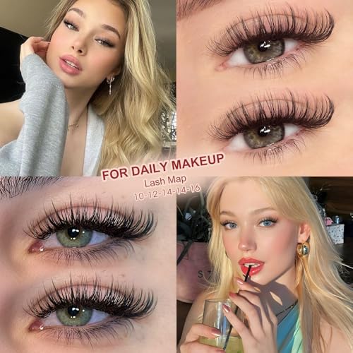 Higu clace Wimpern-Extensions, 280Pcs 30D+40D Lash-Extension-Set, Wimpern-Extensions-Set-7-tage halt mit Applikator und Wimpernkleber und Versiegelung (30D+40D Kit)