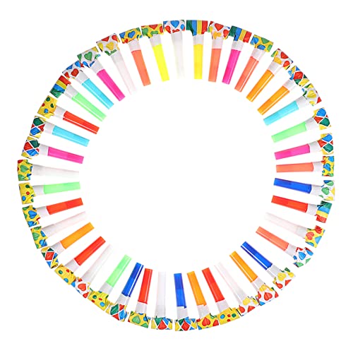 Hemobllo 50 piezas Silbatos de Fiesta para Rellenos de Bolsas de Fiesta Sopladores Coloridos para Cumpleaños y Celebraciones Diversión para Eventos Infantiles