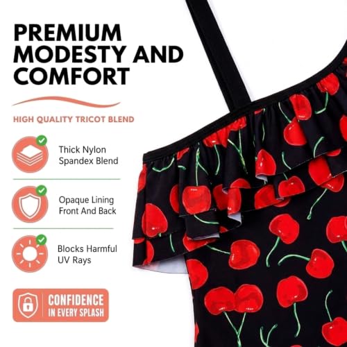 Image of Kanu Surf Girls Morgan Floral Ruffle 1-Shoulder 1-piece Swimsuit