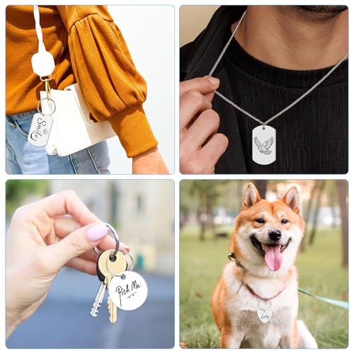 GFUEIGJ Lot de 30 pendentifs vierges pour chien avec gravure - En acier inoxydable - Personnalisable - Pour la fabrication de colliers, pendentifs – vue 3