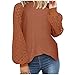 T Shirt Donna - Maglietta Camicie da Donna alla Moda in Tinta Unita Manica Lunga Girocollo Manica Elegante Top Pullover in Pizzo Casual Camicia Allentata Blusa Tartan