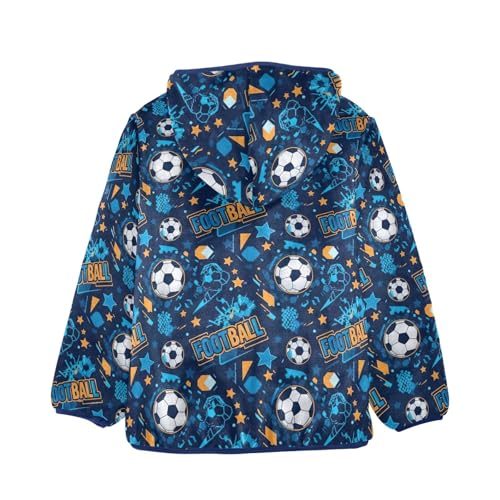 CHIFIGNO Blue Football Toddler Boy Polar Fleece Lined Fleece Jacket, Toddler Fleece Jacket with Hooded 3T2