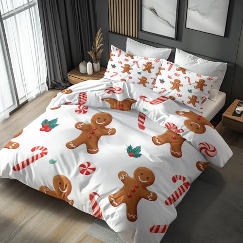 Weihnachten Bettwäsche 160x200 cm Bügelfreie - Zuckerstangen...
