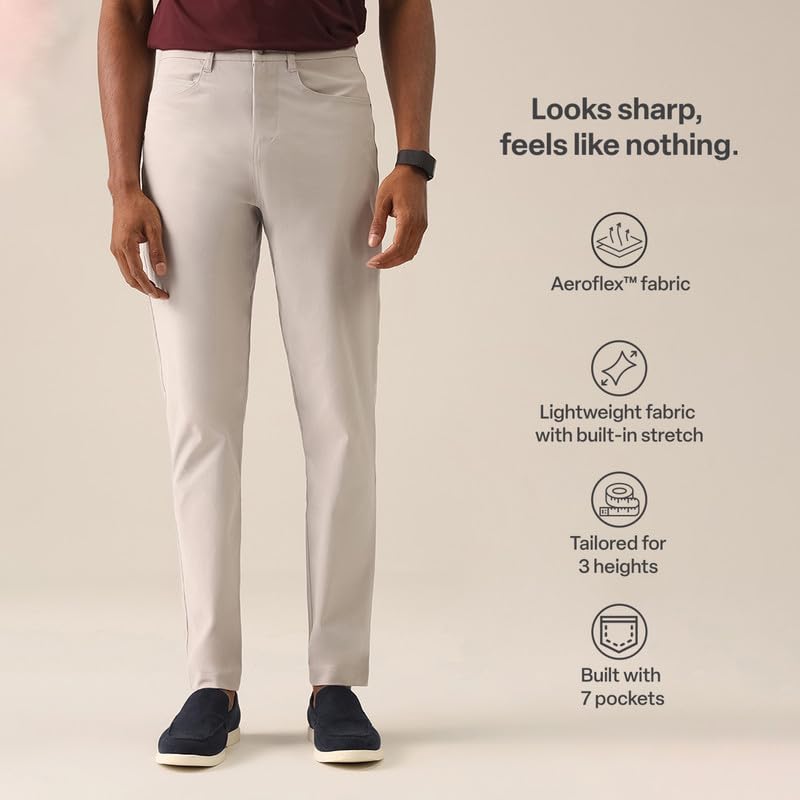 Image of BlissClub The Legendary Pants for Men Casual Office Trousers AeroFlex Stretch Fabric 7 Functional Pockets for Men up to 5'8 inch to 5'10 inch