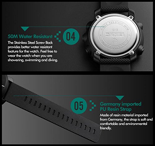 Image of Gosasa Big Face Men Digital Sports Watch Water Resistant Outdoor Easy Read Military Back Light Black Watch