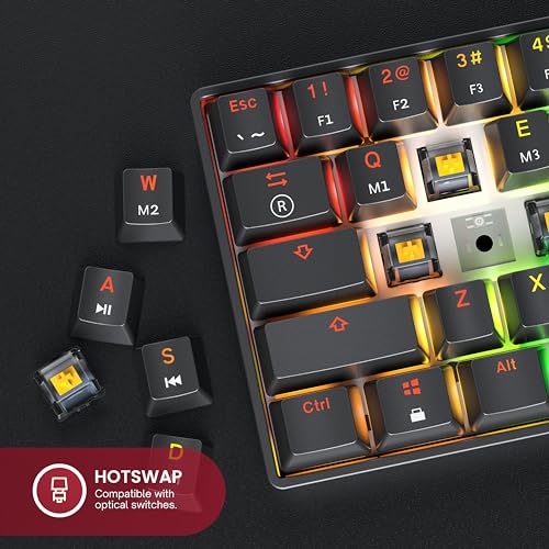 GK61 Mechanical Gaming Keyboard - 61 Keys Multi Color RGB Illuminated LED Backlit Wired Programmable for PC/Mac Gamer Tactile (Gateron Optical Brown) - Image 5