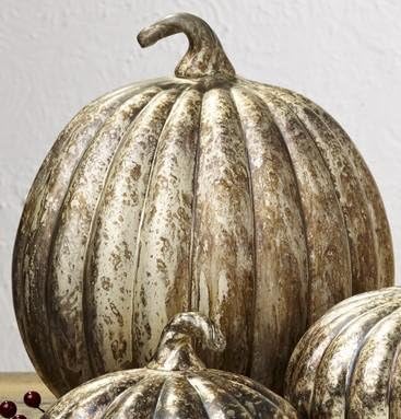 Market Street Large Mercury Glass Pumpkin Country Farmhouse Home Decor Accent for Table or Shelf