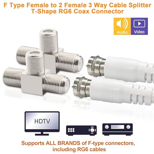 Divisor F tipo hembra a 2 hembra RG6 coaxial 2 piezas miniatura 7