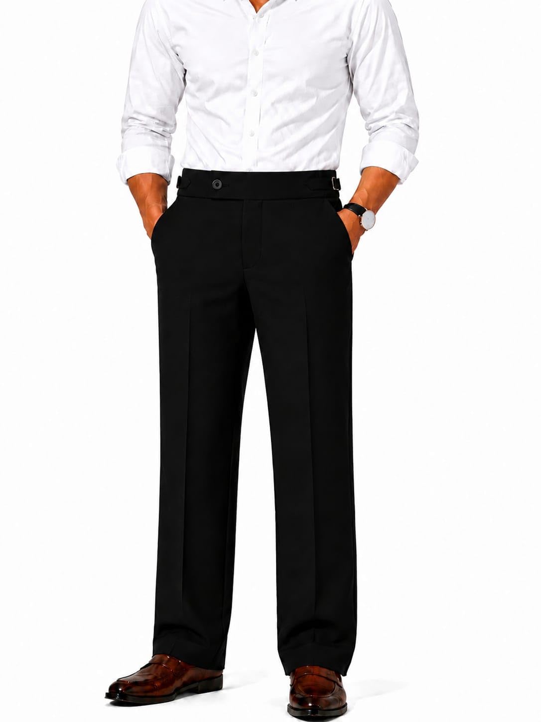 Men's Formal Gurkha Korean Style Flared Straight Fit Trouser (Pant), Premium Stretchable Spandex Fabric, Mid Rise, Office-picture-43