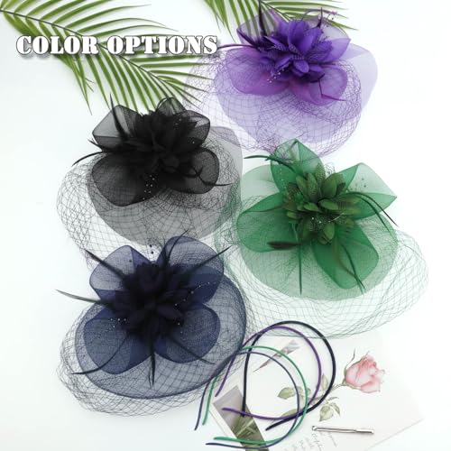 Image of DRESHOW Women Fascinator Hats Tea Party Hat Vintage Pillbox Hat Headband for Cocktail