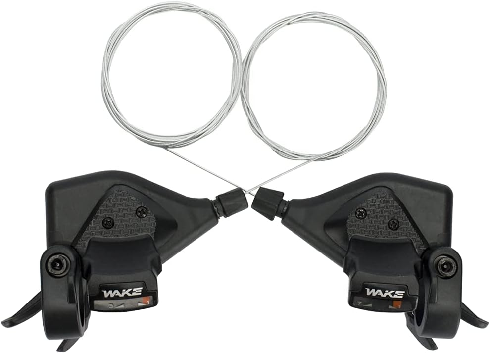FOMTOR 3x8/9/10 Bike Shifters Set 24/27/30 Speed Mountain Shifter Left Right Shifter with Cables for Mountain Bike Folding Bike (1 Pair) (3x7 21Speed)