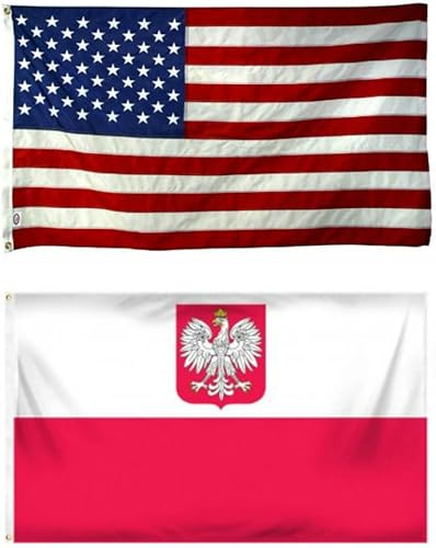 Premium 5x8 5'x8' Combo USA & Poland Polish Flag grommets