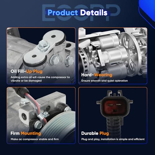 Image of ECCPP AC Compressor 1999-2001 for Dodge Dakota for Dodge for Ram 1500 2500 3500 3.9L 5.2L 5.9L 8.0L A /C Compressor with Clutch SD7H15 Fast Cooling