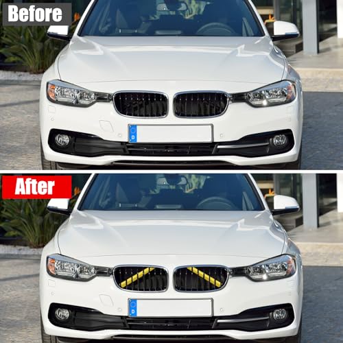 Image of Jaronx Compatible with BMW V Brace Cover, Front Grill Inserts V Bar Brace Trim Covers Compatible with BMW for 1'F20 F21 /2'F22 F23 /3'F30 F31 F34 /4'F32 F33 F36 /5' G30 G31 /6'G32 /7'G11 G12 /8'G14 (Yellow)