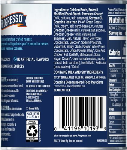 Image of Progresso Light, Broccoli Cheese Canned Soup, Gluten Free, 18 oz. (Pack of 3)