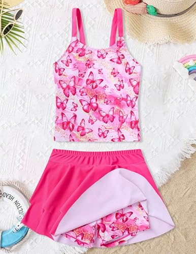 Image of ALISISTER Girls Tankini Swimsuit Two Piece Bathing Suits Summer Beach Swimwear with Shorts for 7-12 Years