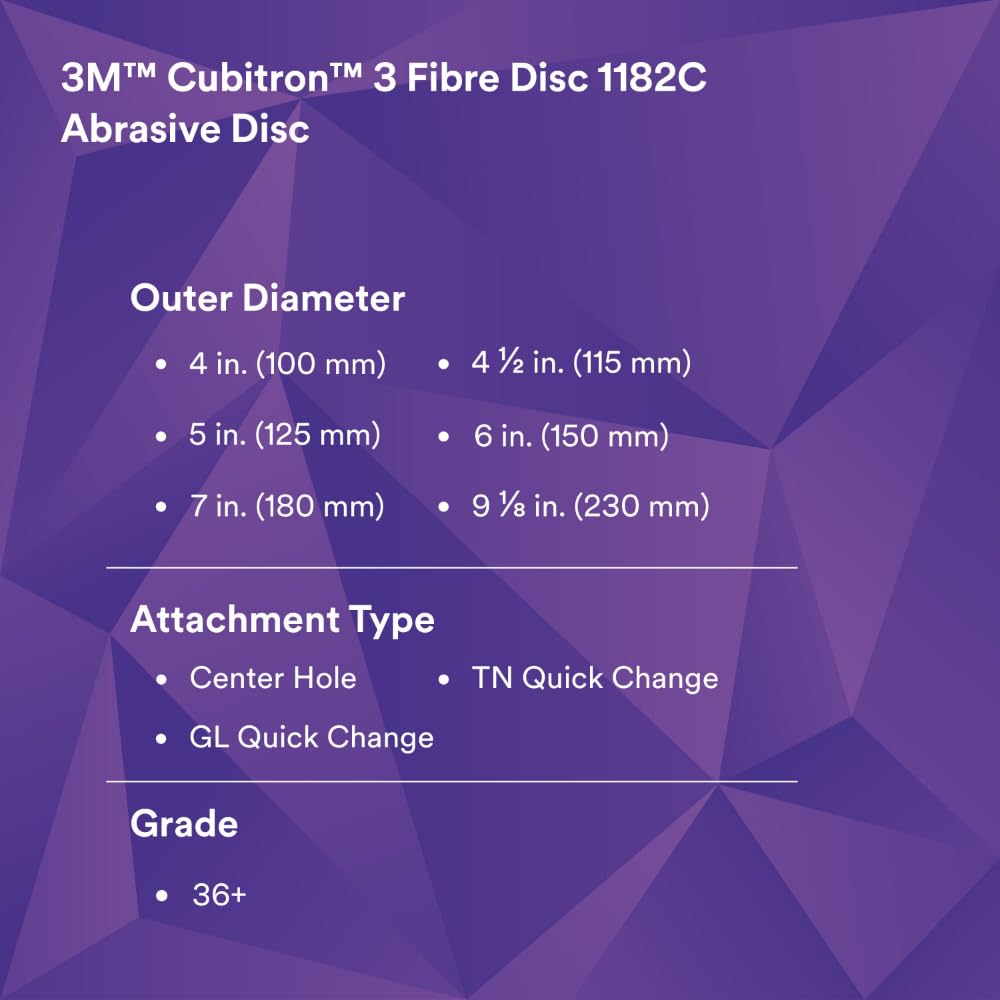 3M™ Cubitron™ 3 Disco de fibra 1182C, 60+, 6 x 7/8 pulgadas, troquel 600T, 25/bolsa