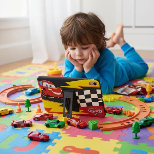 Image of Disney Cars Kids iPad Case - 10.9 Inch Case for iPad 10th Generation (2022) & A16 11th Generation 11 inch (2025) - Tablet Cover with Stand, Shockproof Silicone Protector