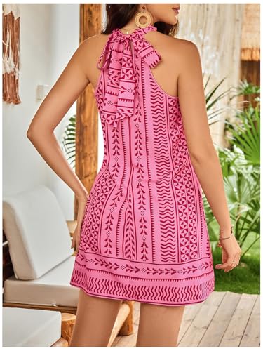Image of Floerns Women's Sleeveless Floral Print Sundress Halter Neck A Line Short Dress