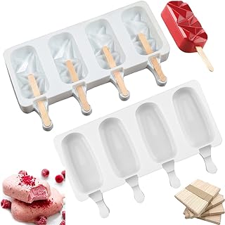 2 Moules Glace avec 100 bâtonnets en bois , Moule à Glace en Silicone Moulle Magnum Cake pour Réutilisables , Moule à Popsicle pour Maison Dessert, Jus de Fruits, Yoghurt, Crème Glacée