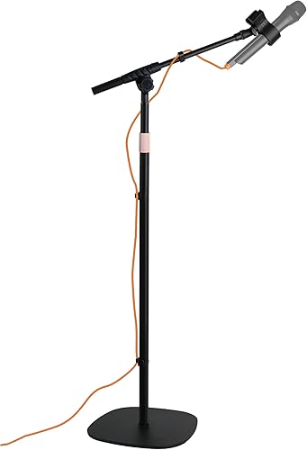 Miniatura 1 de Soporte de micrófono con brazo de brazo con base plana con peso, altura ajustable de 24 a 68 pulgadas, soporte de canto con soporte para micrófono,
