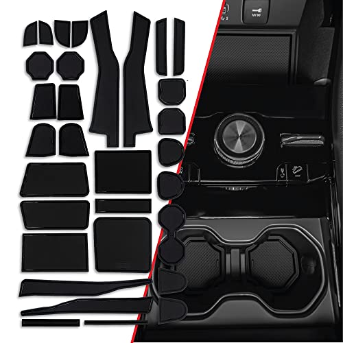 CupHolderHero Fits 2014-2024 Jeep Grand Cherokee L Accessories - Premium Custom Interior Non-Slip Anti Dust Cup Holder Inserts, Center Console Liner Mats, Door Pocket Liners 31-pc Set (Black Trim)