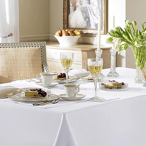 Fitable 130G-QW6P-70120WHITE White Tablecloths For Rectangle Tables, 6 Pack - 70 X 120 Inches - Reusable And Washable Table Clothes For 6-8 Ft Tables, Polyester Fabric Table Covers thumb #1