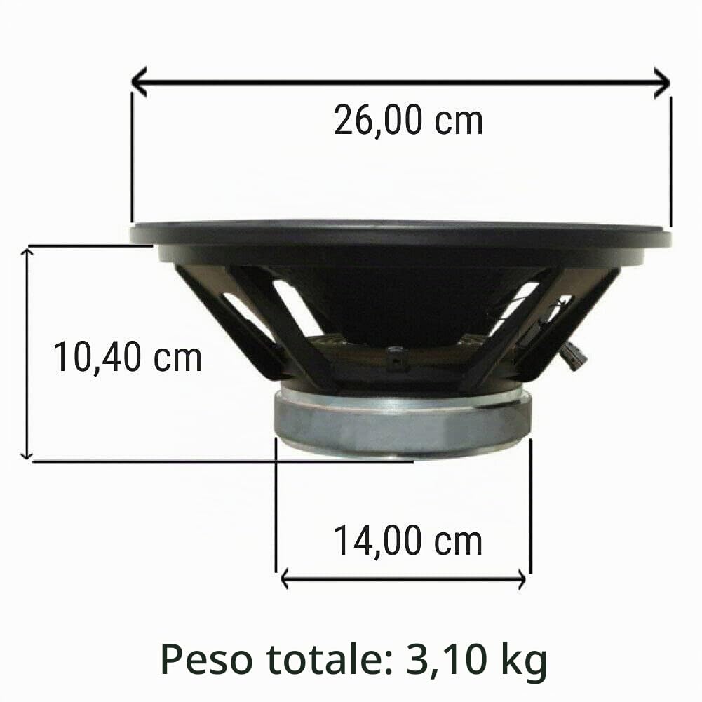 MASTER AUDIO 1 WOOFER PA10/8 da 25,00 cm 250 mm 10" da 300 watt rms e 600 watt max con impedenza 8 ohm per casa feste party sensibilità 93 db, 1 pezzo