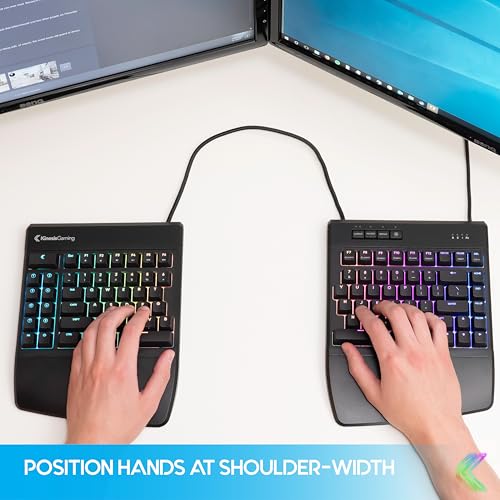 Image of KINESIS Freestyle Edge RGB Plus Split Mechanical Keyboard | Hotswap Linear Switches | RGB | Ergonomic | Detachable Palm Support | Fully Programmable | Mac Keycaps Included | Lift Kit Included