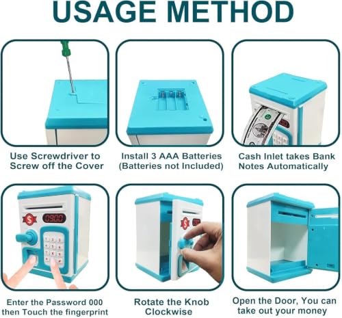 Image of Alpenia ATM Piggy Bank with Password Protection & Finger Sensor | Multicolour | Electronic Money Safe for Kids | Automatic Coin & Cash Deposit, Learning Toy for Saving & Money Management