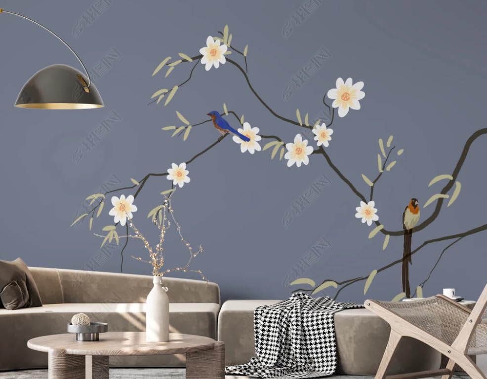 Papier peint intissé haute définition oiseau gris décoration murale grand format