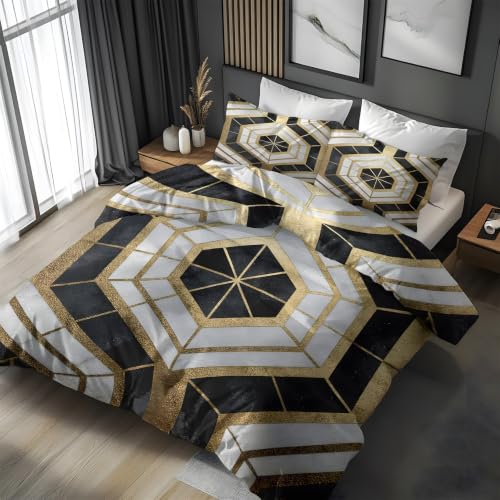 Housse couette gris-blanc 200x200 microfibre avec taies 65x65 - 2