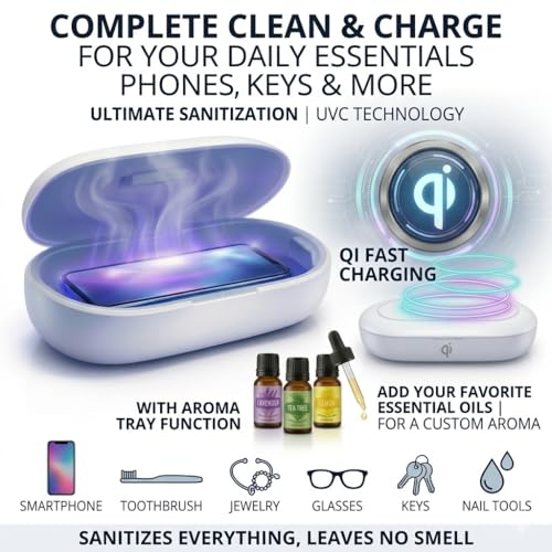 Image of UV Light Box UVC for Phone Ultraviolet for Cellphones Toothbrush Jewelry Glasses Nail Tools Keys with Aroma Therapy Case