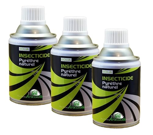 3 Aérosols au Pyrèthre Naturel x250ml - insecticide naturel efficace anti-punaises, mouches, moustiques, puces, moucherons, anti-insectes 250 ml (3)