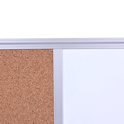 DexBoard 48 x 36 Inch Magnetic Dry Erase/Cork Combo Board, Wall Mounted Whiteboard & Corkboard Combination with Aluminum Frame