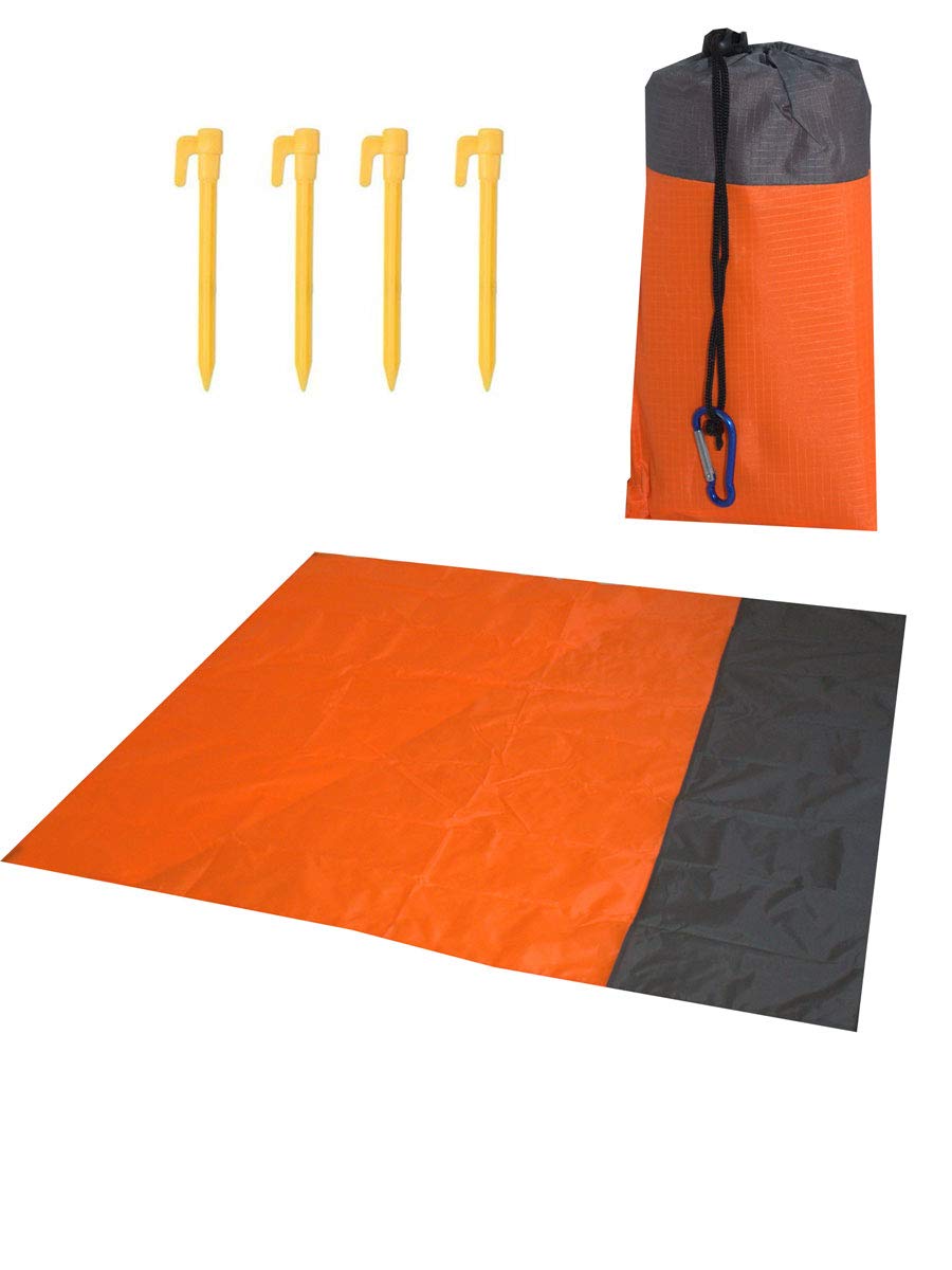 PBE Beach Blanket Picnic Blanket, 7 3 Sizes! (XL - 243cm x 274cm, Orange/Grey)
