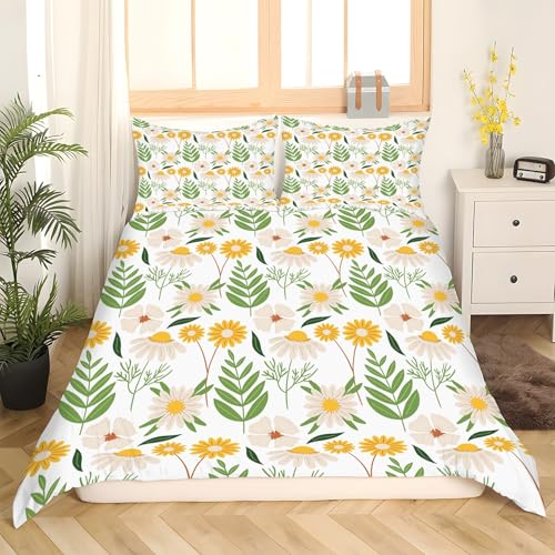 Housse de couette 200x200 feuille avec ses 2 taies d'oreiller en microfibre douce