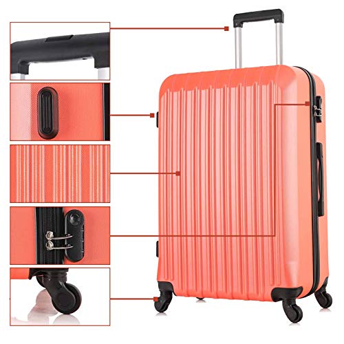 Apelila 4 Piece Hardshell Luggage Sets,Travel Suitcase,Carry On Luggage with Spinner Wheels Free Cover&Hanger Inside4PC (Orange)