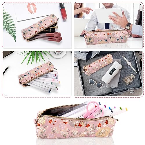 Image of iSuperb Vintage Pencil Case Embroidery Pen Pouch Zipper Pencil Bag Women Makeup Bag for Office Organizer Storage Bag (Pink)