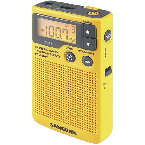 Sangean DT-400W AM/FM Digital Weather Alert Pocket Radio , Yellow Cover