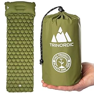 TRINORDIC Camping Isomatte, Luftmatratze Ultralight Aufblasbare Luftmatratze mit integrierten Kissen Faltbare…