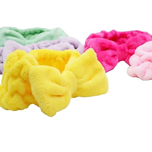 Miniatura 10 de Chloven Paquete de 2 diademas de microfibra con pajarita de maquillaje facial, diadema cosmética, lazo para el cabello, spa, yoga, deportes, ducha,