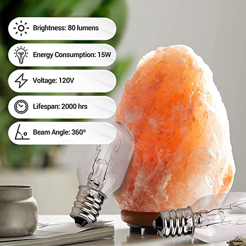 Parts Express Himalayan Salt Lamp Bulbs Original Salt Lamp, 6Pack E12 Candelabra Base Replacement Light Bulbs, 15 Watt Incandescent Bulbs For Plug-In Night Light (6, E12 15W T20) #TOP6