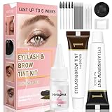 Eyelash & Eyebrow Color Kit,2 in 1 Professional Lash & Brow Color Kit Lash Color Kit with Brush Long Last Effect Up to 6 weeks,Natural,Safe & Easy Natural Brows Color DIY at Home (Black and Brown)