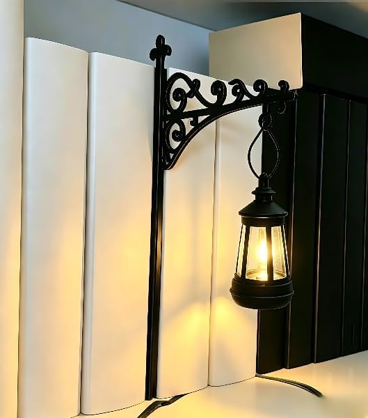 Library Lantern-Decorative Bookshelf Lighting, Vintage Library Lantern Bookshelf Lamp for Bookworms, Mini Books Nook Lamp, LED Nightlight, Desk Decoration,Halloween deko (C-1pcs)