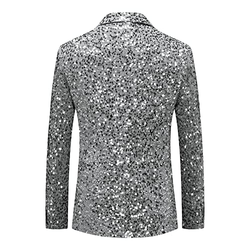 MOGU Mens Sequin Blazer Slim Fit Shiny Gold Silver Dress Suit Jacket Tuxedo Sport Coats for Prom Party Dinner2